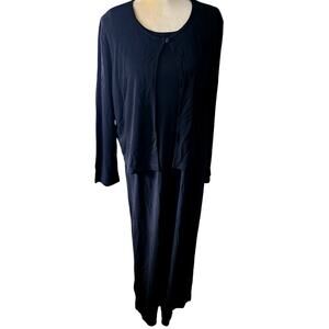 Talbots Women's 2pc Dress and Cardigan Set Black Maxi Dress Large